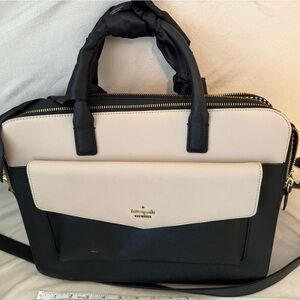 kate spade Black and Cream Two-Tone Laptop Bag